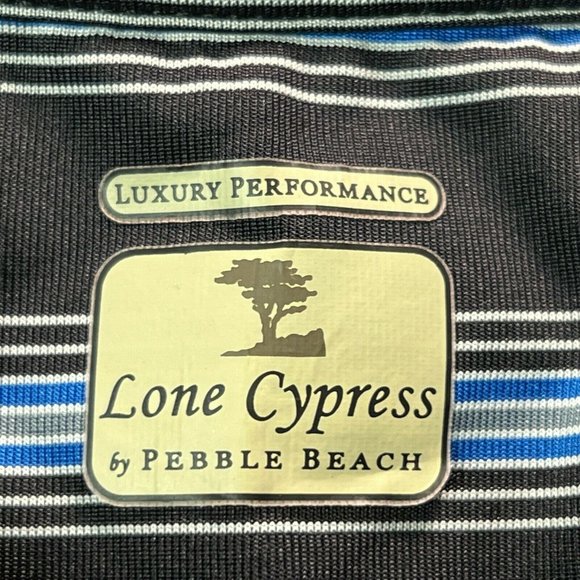Lone Cypress Pebble Beach Golf Polo Shirt Mens Medium Blue Striped Short… - Picture 3 of 6